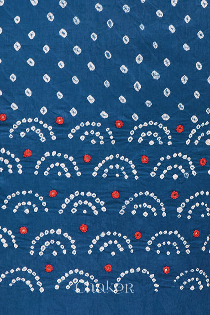 Blue Bandhani Cotton Bottom Fabric