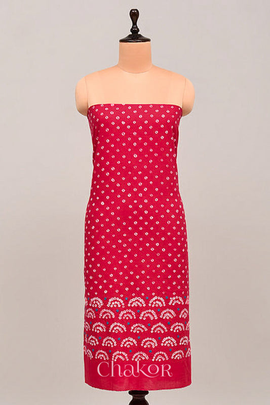 Pink Bandhani Cotton Bottom Fabric