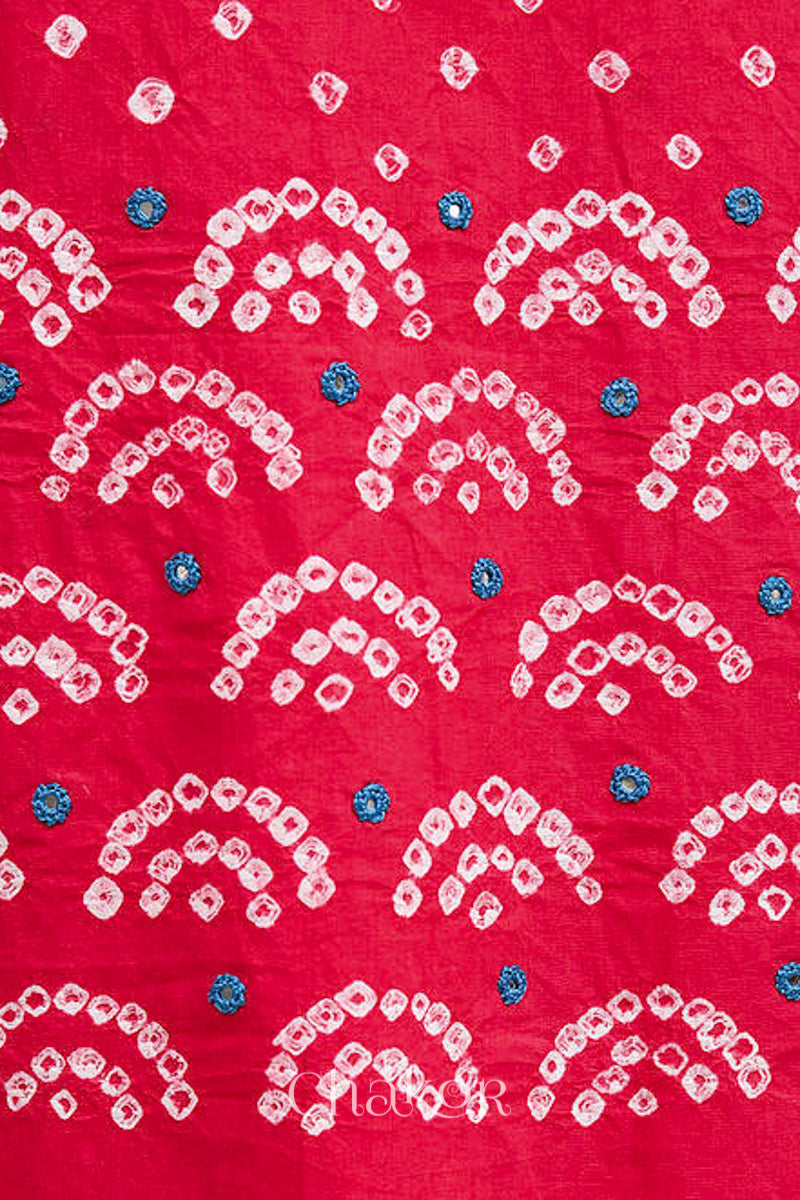 Pink Bandhani Cotton Bottom Fabric