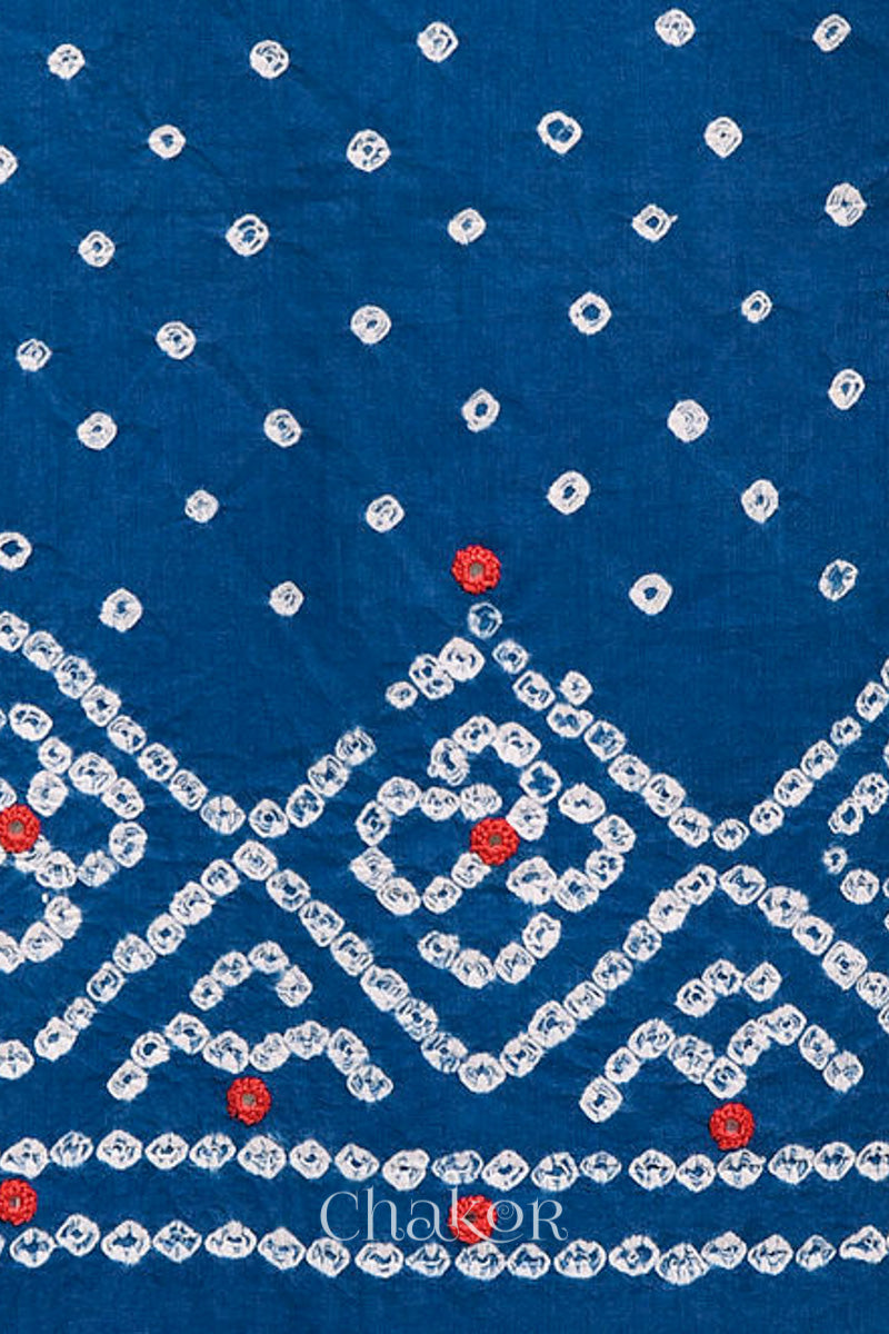 Blue Bandhani Cotton Bottom Fabric