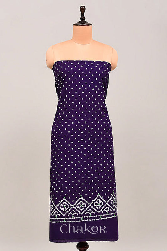 Purple Bandhani Cotton Bottom Fabric