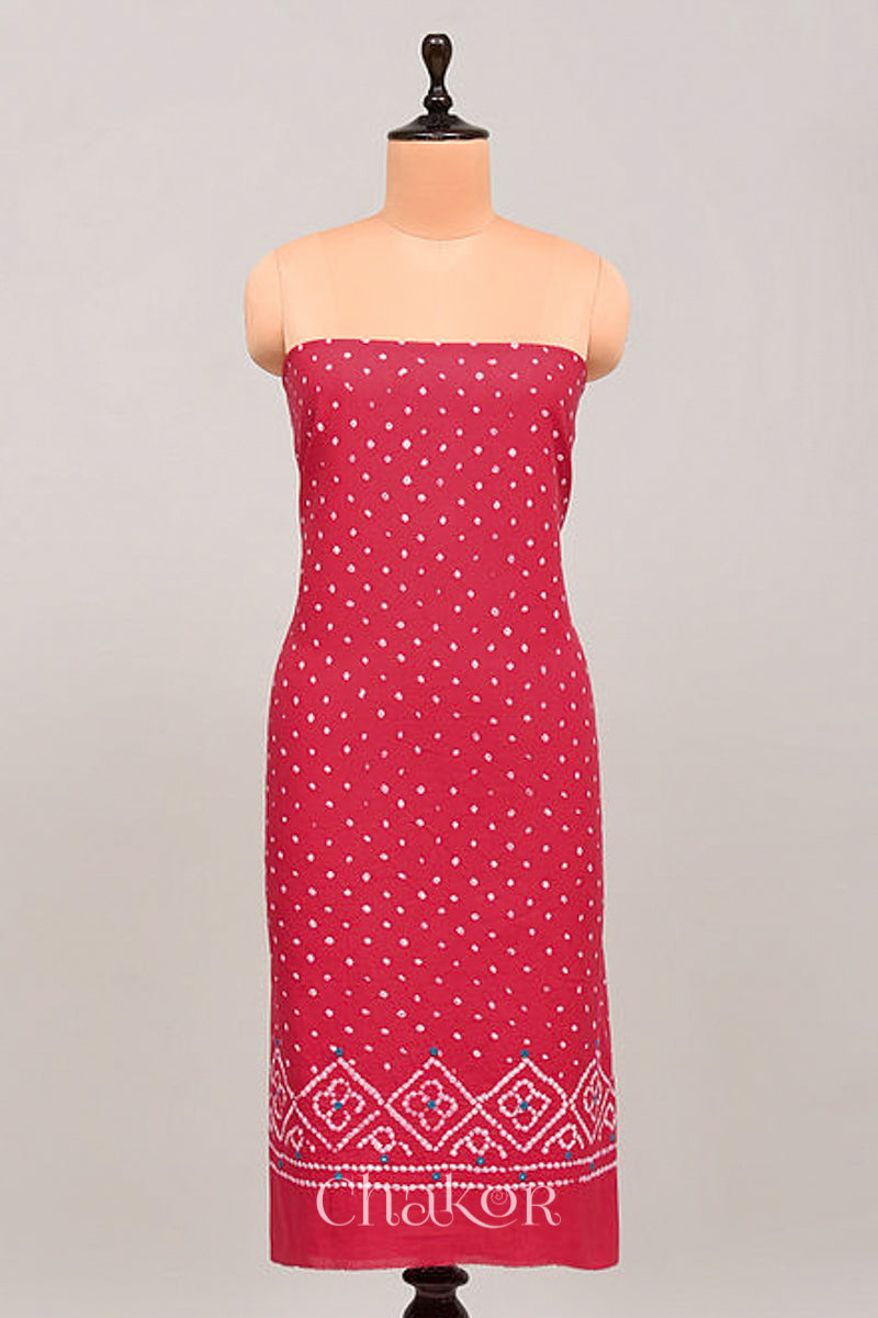 Pink Bandhani Cotton Bottom Fabric