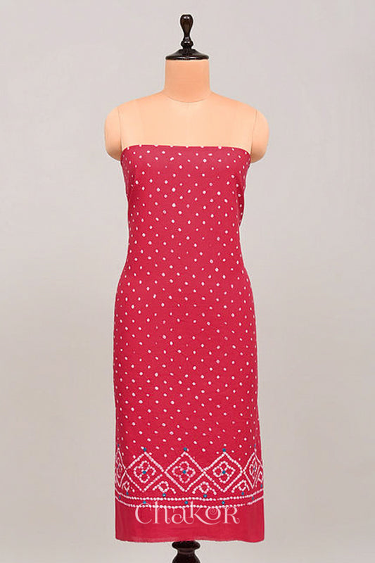 Pink Bandhani Cotton Bottom Fabric