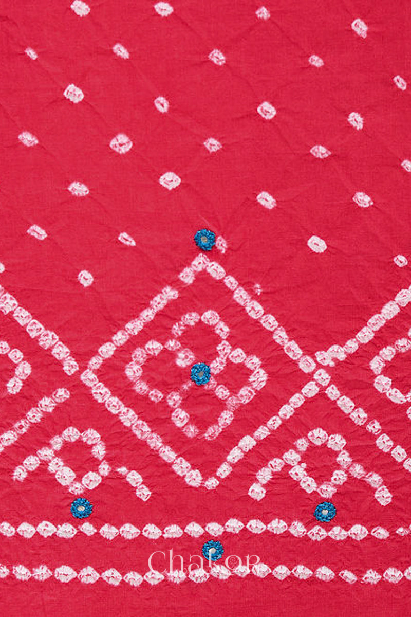 Pink Bandhani Cotton Bottom Fabric