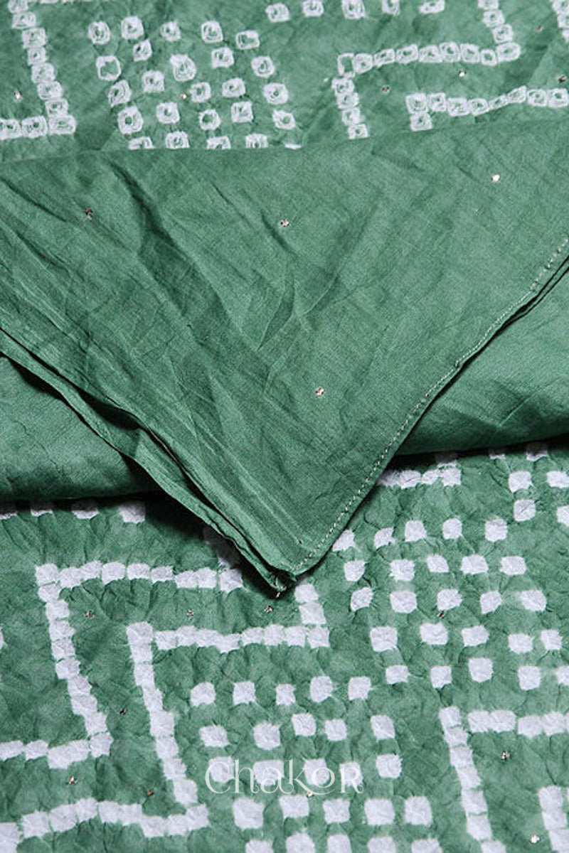 Moss Green Bandhani Mul Cotton Dupatta