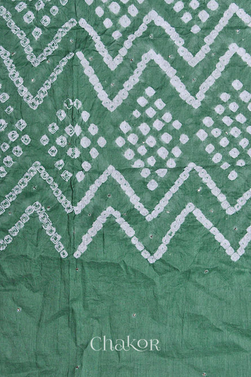 Moss Green Bandhani Mul Cotton Dupatta