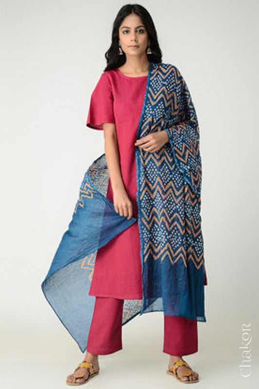 Indigo Bandhani Mul Cotton Dupatta