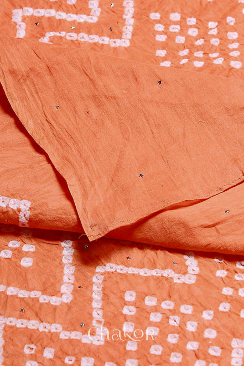 Peach Bandhani Mul Cotton Dupatta