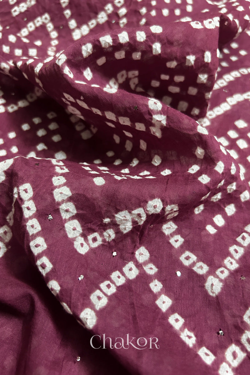 Soft mercerised mulmul cotton texture with authentic Bandhani tie dye work.
