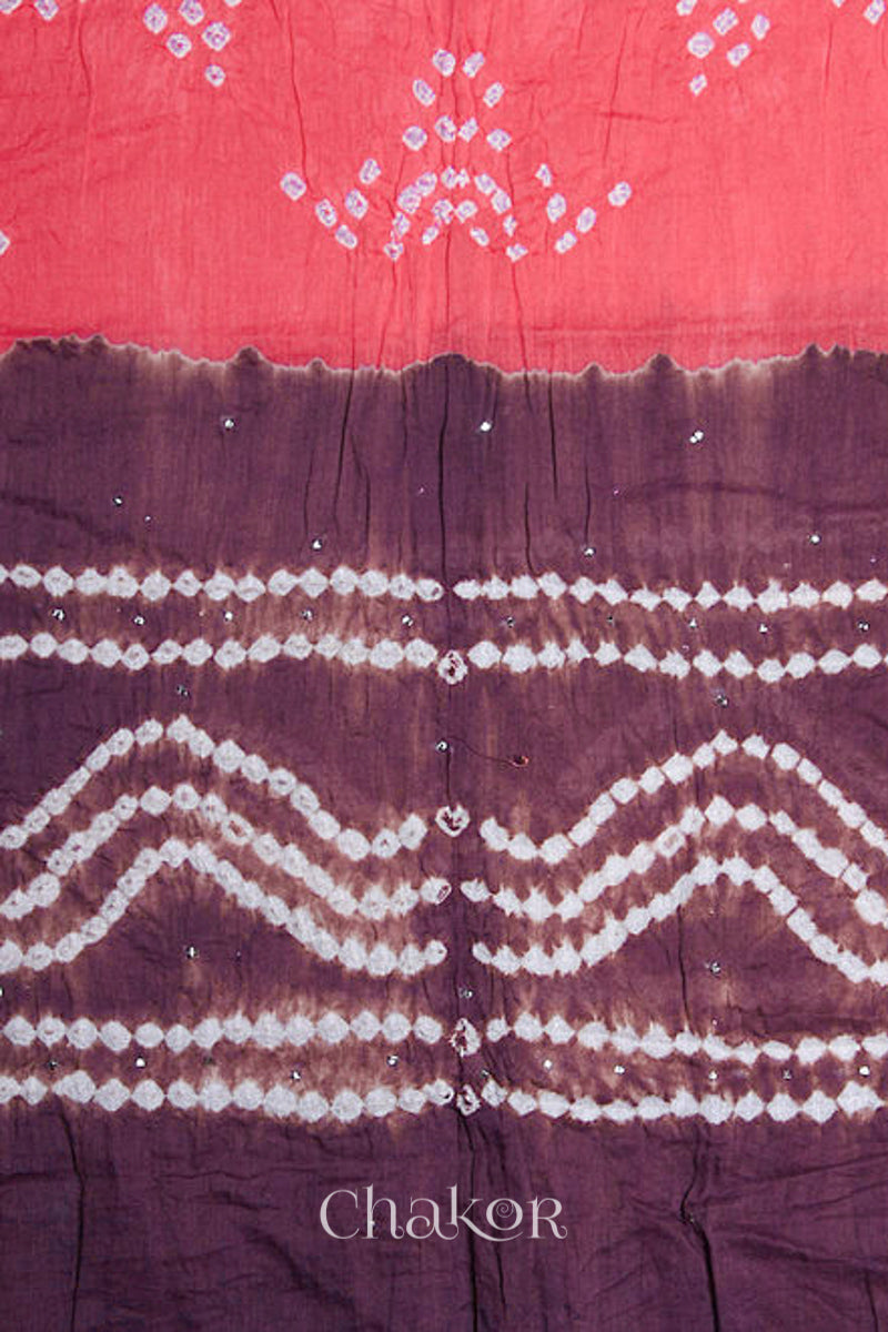 Strawberry Brown Bandhani Mul Cotton Dupatta