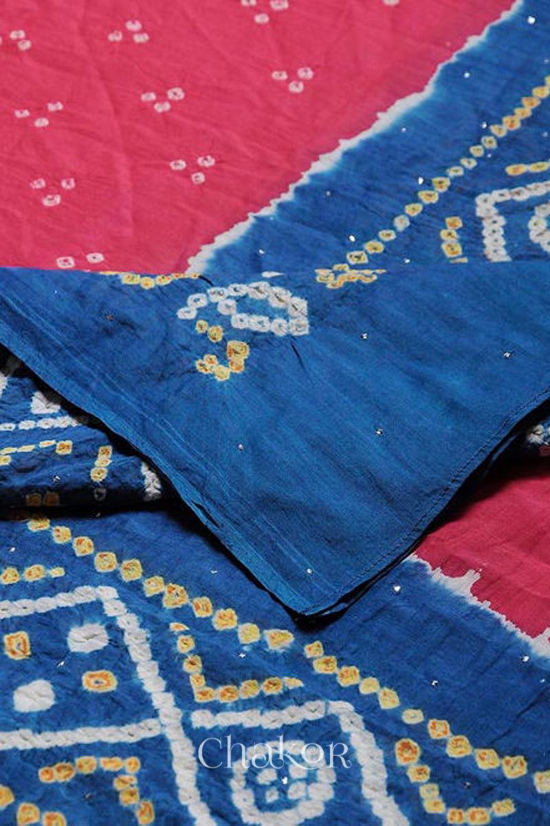 Strawberry Indigo Bandhani Mul Cotton Dupatta