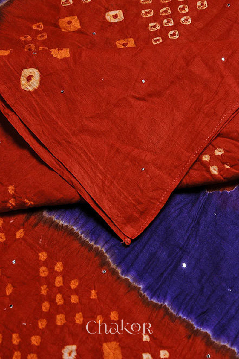 Purple Red Bandhani Mul Cotton Dupatta