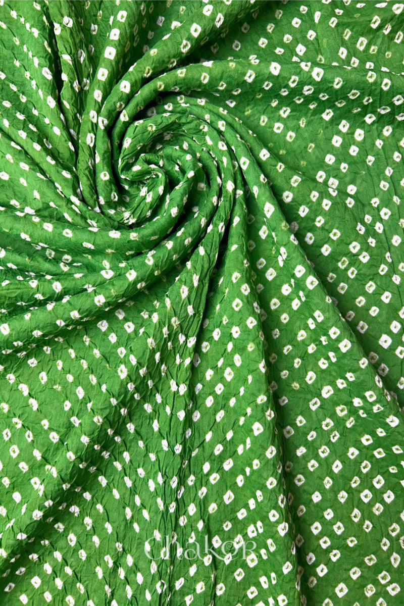 Mehendi Green Bandhani Mul Cotton Dupatta in Traditional Design for Women's clothing online by Chakor.