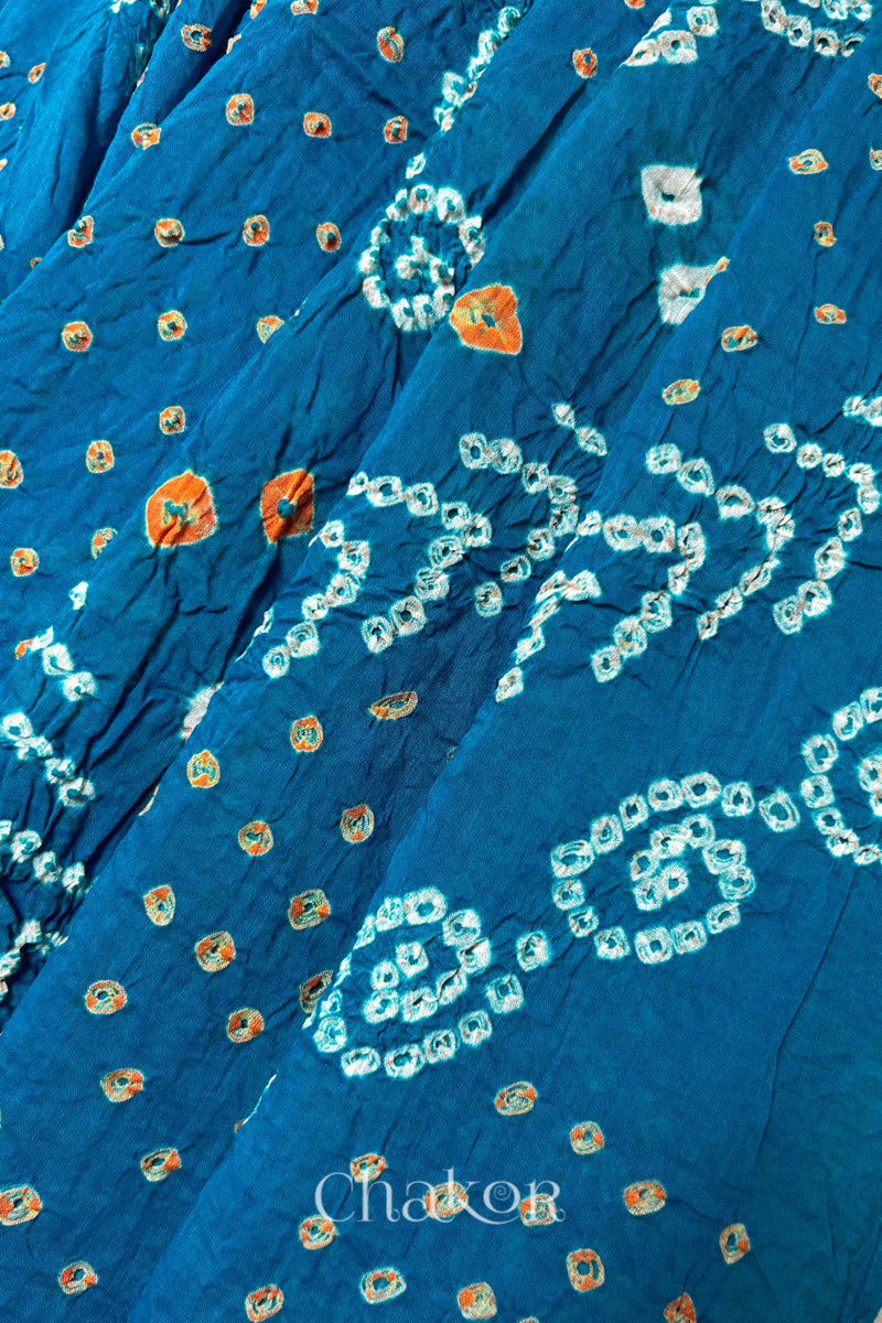Turquoise Bandhani Mul Cotton Dupatta in Traditional Design for Women by Chakor