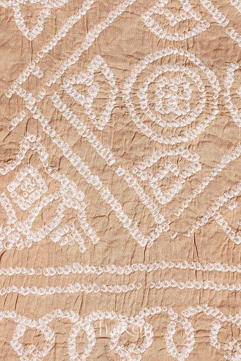 Beige Bandhani Mul Cotton Dupatta