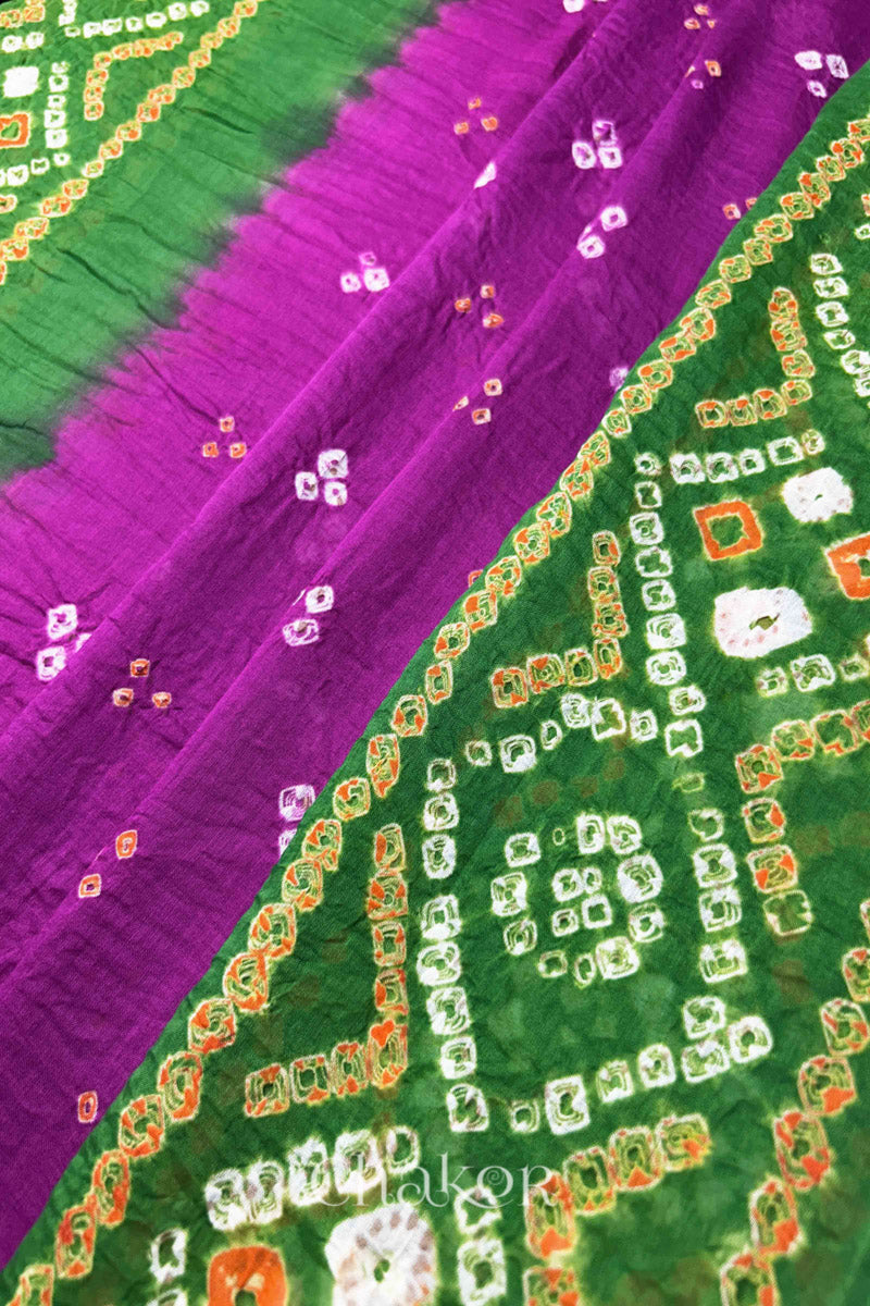 Magenta Bandhani Mul Cotton Dupatta in Traditional Design for Women's clothing online by Chakor.