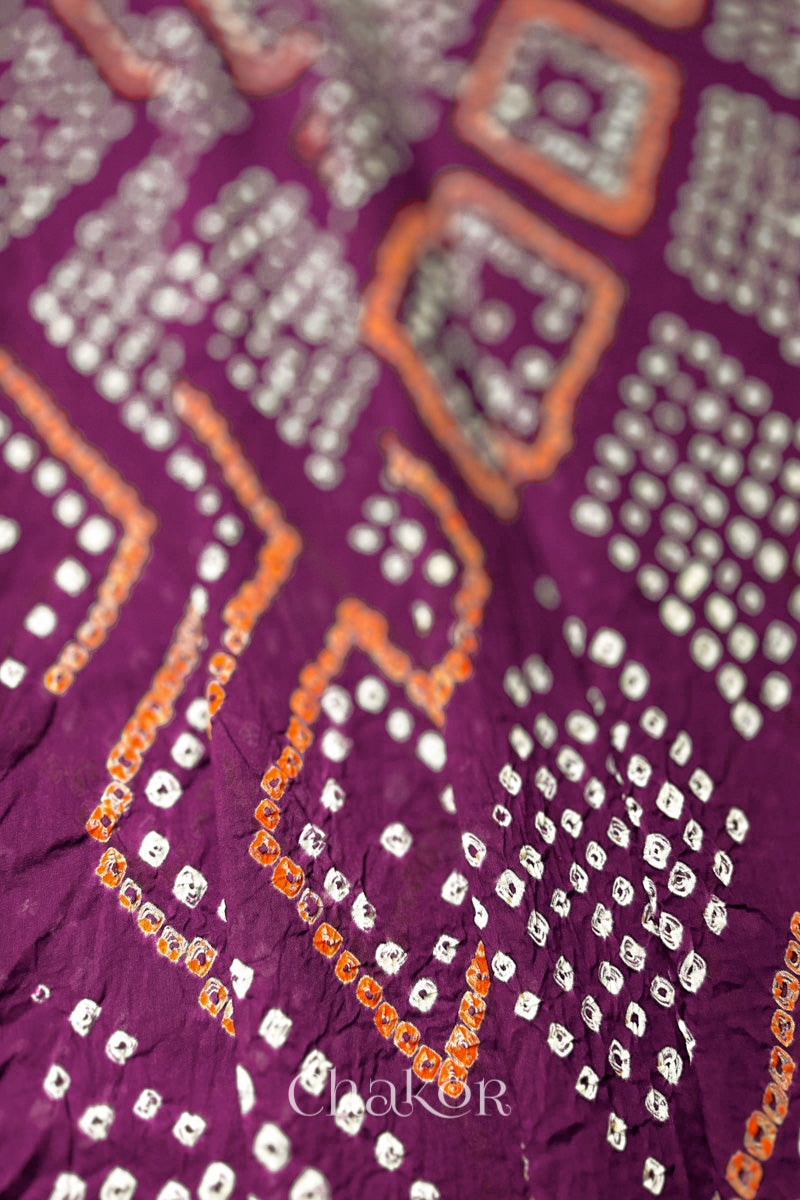 Soft mercerised mulmul cotton texture with handcrafted Bandhani tie dye design.
