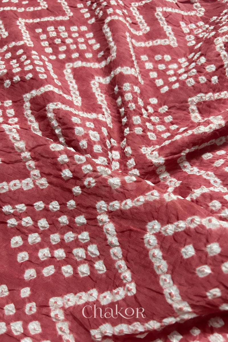 Soft mercerised mulmul cotton texture with authentic Bandhani tie dye work.

