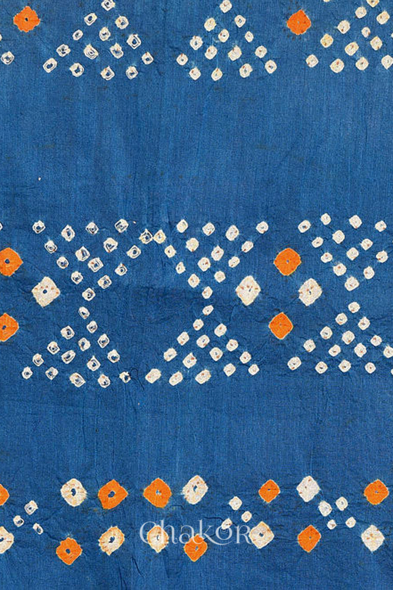 Traditional Black Indigo Bandhani Mul Cotton Saree by Chakor.