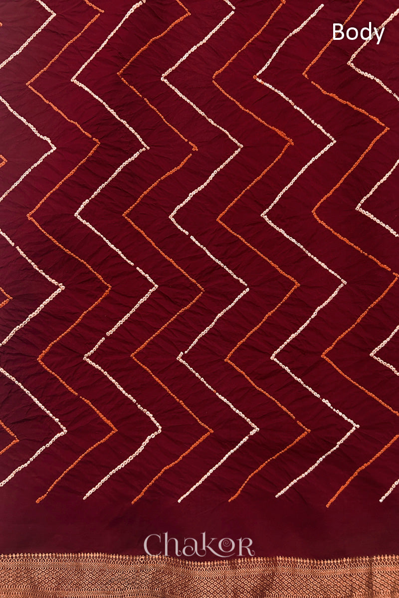 Deep Red Bandhani Handloom Mangalgiri Cotton Saree