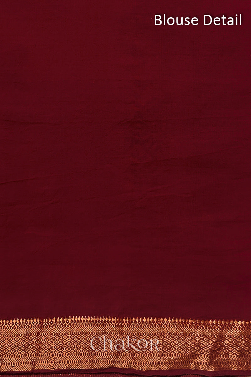 Deep Red Bandhani Handloom Mangalgiri Cotton Saree