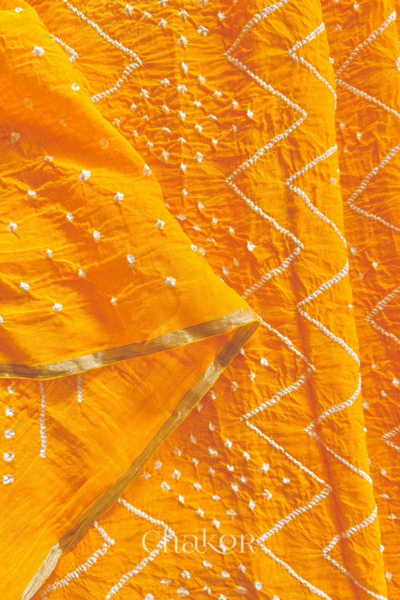 Yellow Bandhani Hand Spun Cotton Handloom Saree