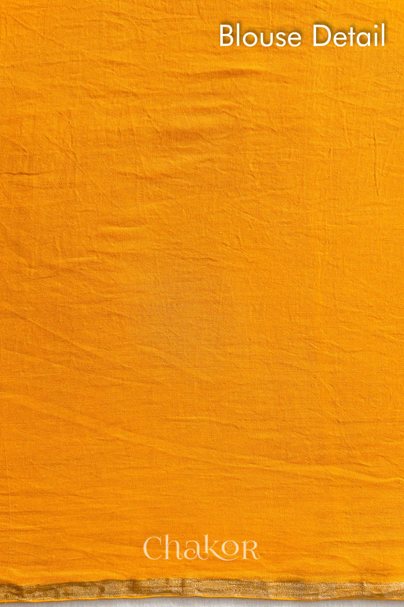 Yellow Bandhani Khadi Cotton Saree for Women's clothing online by Chakor.