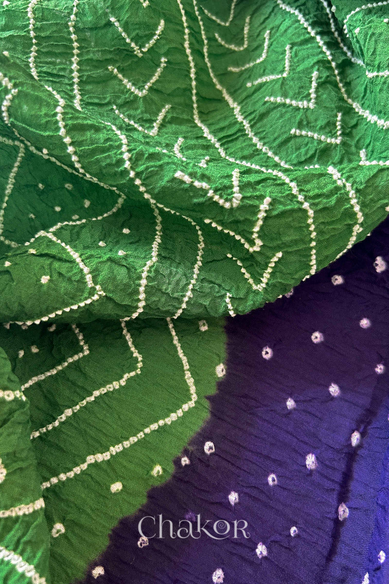 Purple Mehendi Bandhani Khadi Cotton Saree for Women's clothing online by Chakor.