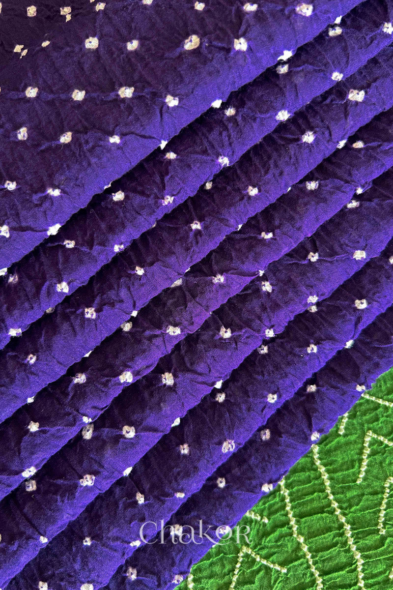 Purple Mehendi Bandhani Khadi Cotton Saree for Women's clothing online by Chakor.