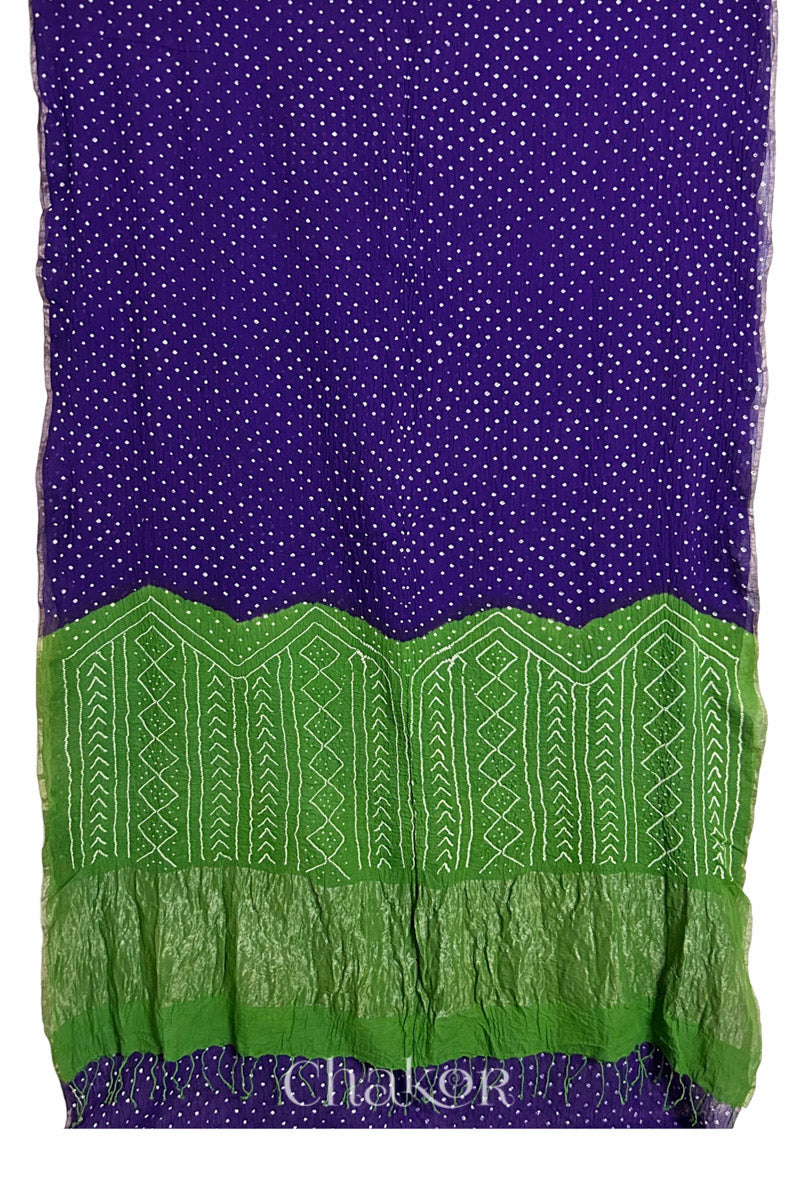 Purple Mehendi Bandhani Khadi Cotton Saree for Women's clothing online by Chakor.