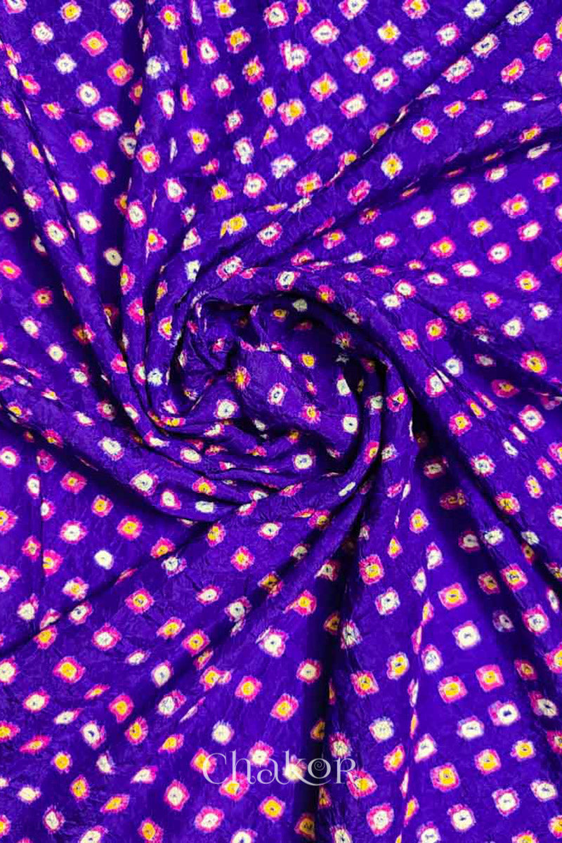 Purple Bandhani Silk Blouse Fabric - 75 cms