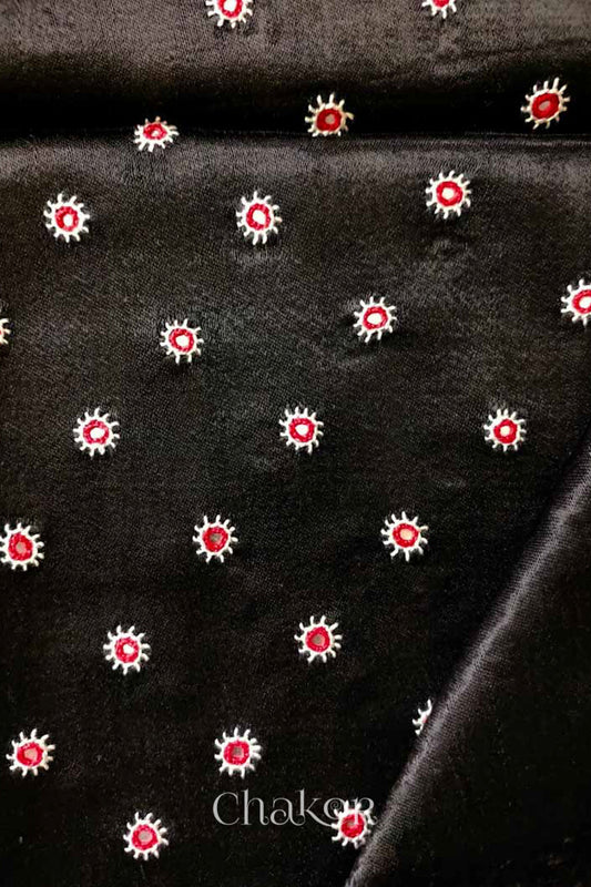 Black Mashru Embroidered Blouse Fabric