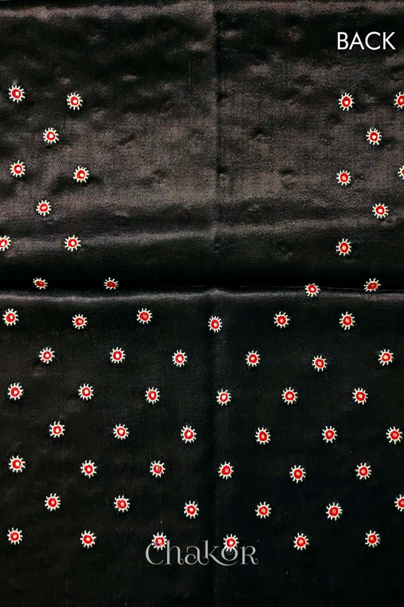 Black Mashru Embroidered Blouse Fabric