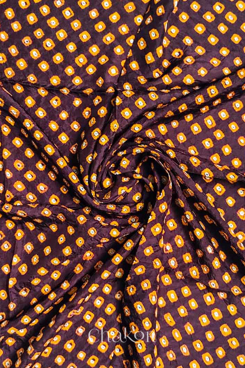 Maroon Bandhani Silk Blouse Fabric - 75 cms