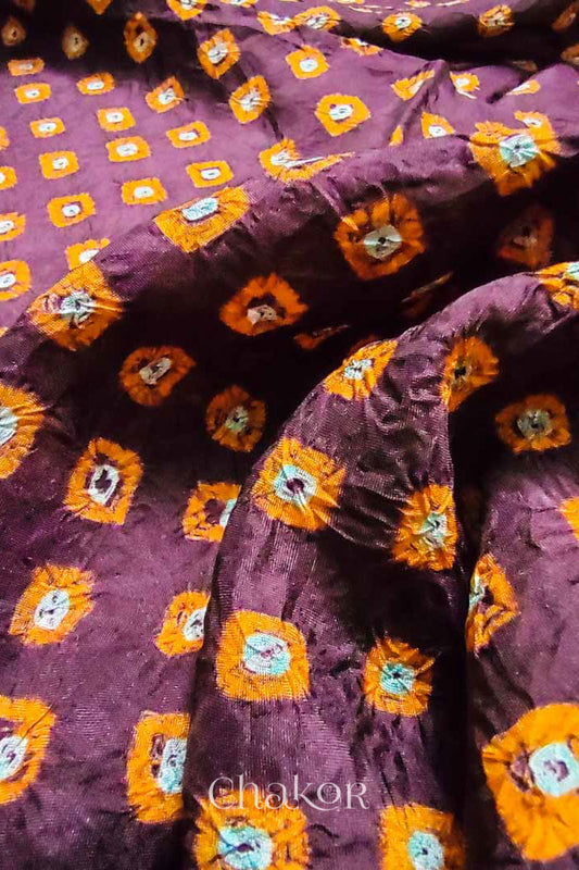 Maroon Bandhani Silk Blouse Fabric - 75 cms