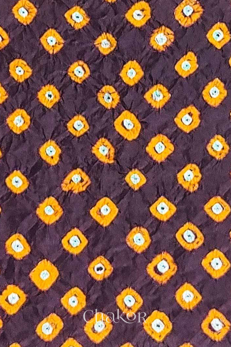 Maroon Bandhani Silk Blouse Fabric - 75 cms
