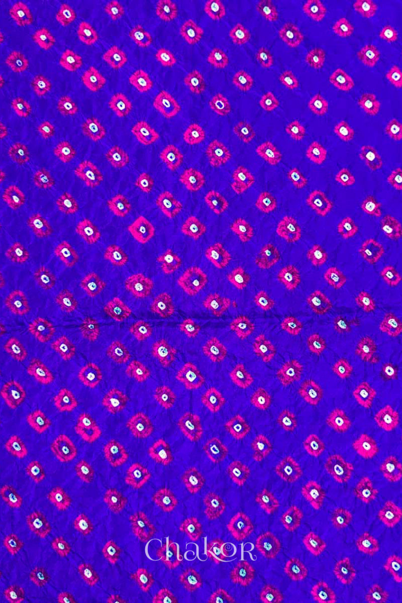 Purple Bandhani Silk Blouse Fabric - 75 cms